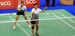 Anneke Feinya Agustine in white badminton outfit