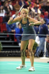 Carola Bott during badminton play.