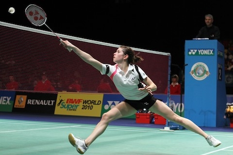 Heather Olver great badminton pose.