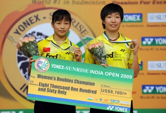 Ma Jin and partner Wang Xiao Li won the Yonex Sunrise India Open 2009.